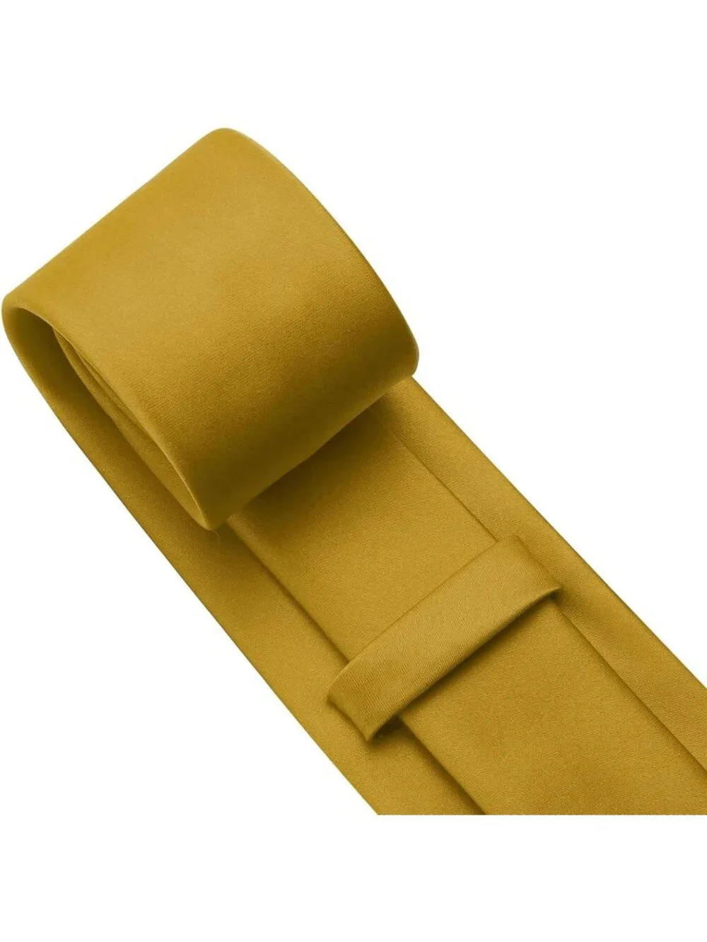 Men's Mustard Solid Microfiber Plain Formal Silk Necktie For Business Dress Tie